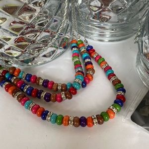 Colorful Bead and crystal necklace and earring set